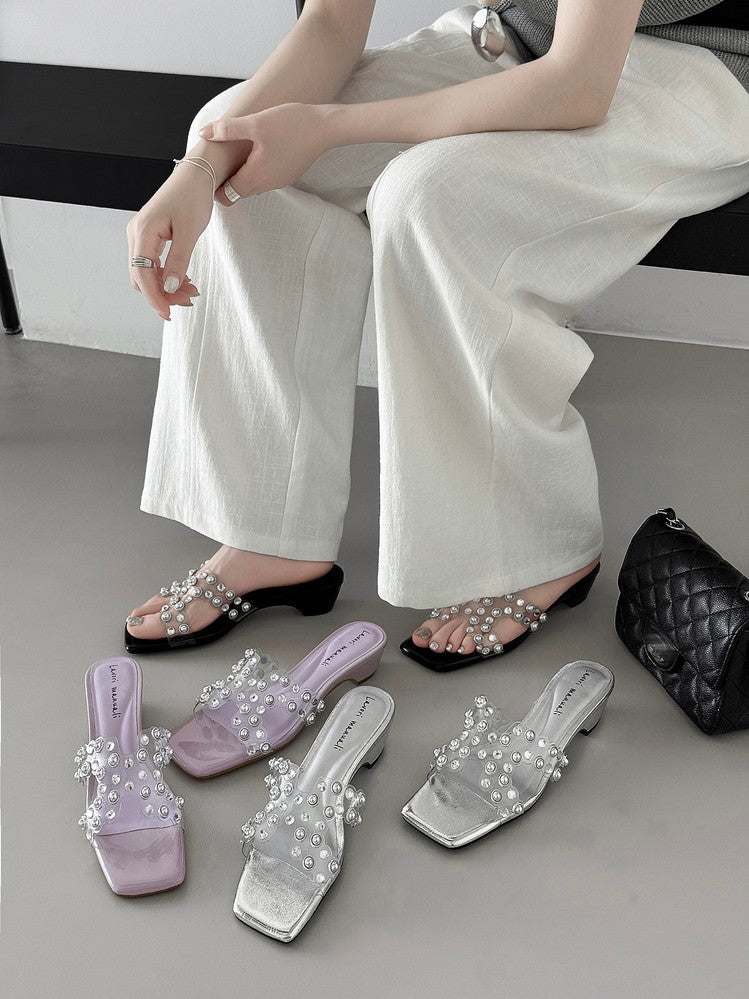 Karin Luna In Stock Spot Goods Classic versatile transparent sequin slippers
