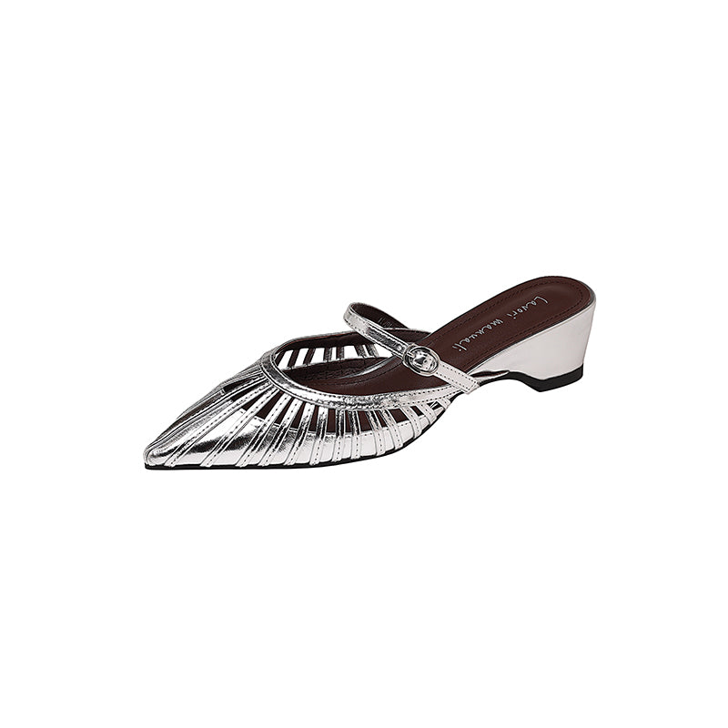 Karin Luna Casual Feel~In stock Pointed Toe Hollow Design Note Pointed Toe Slippers