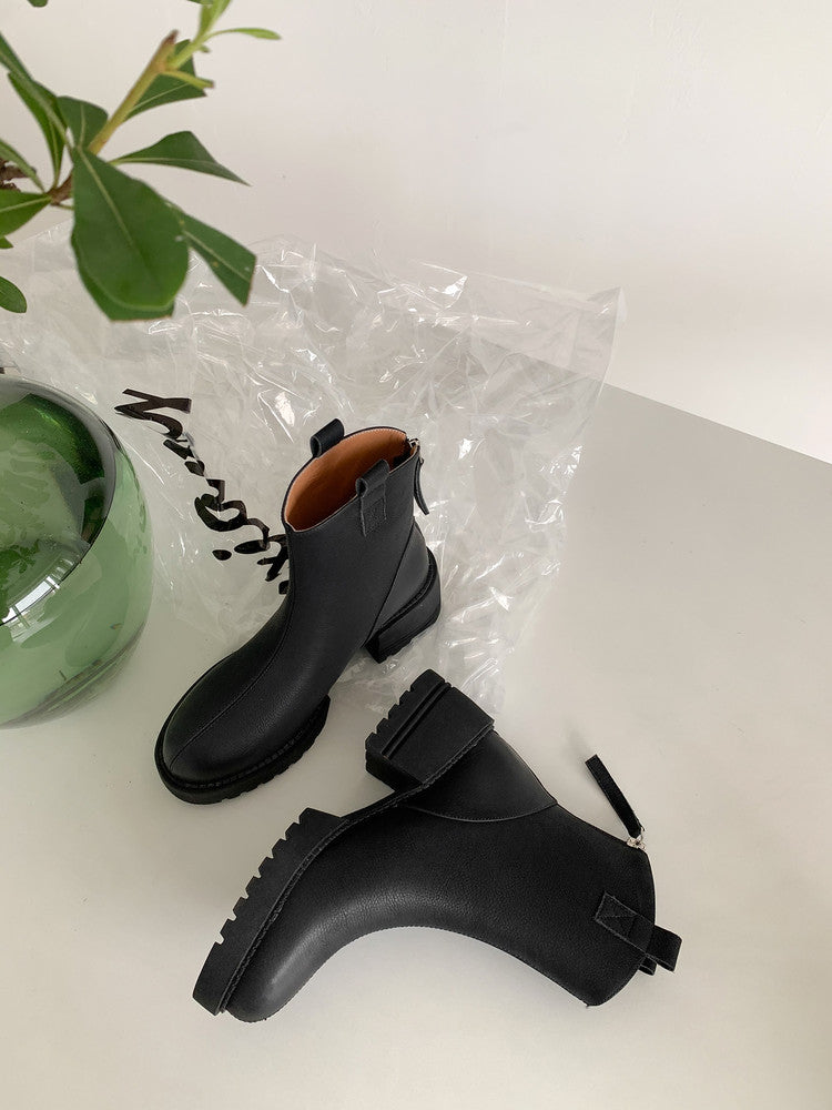 Karin Luna In Stock Versatile Round Toe Chunky Heel Ankle Boots