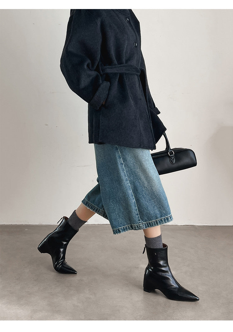 Karin Luna Versatile Elegant Style Pointed Toe Hidden Wedge Short Boots