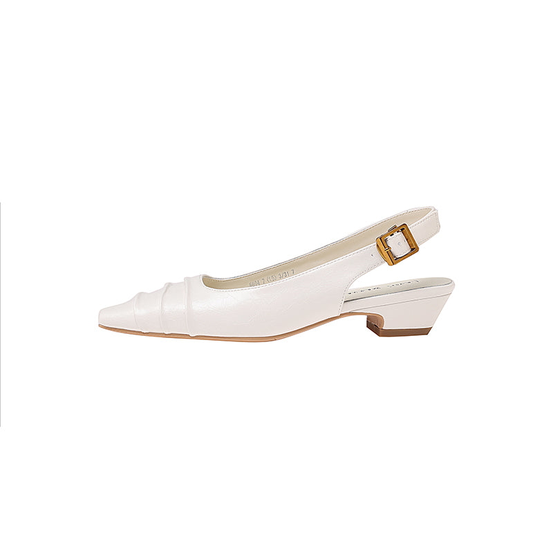 Karin Luna French Retro Square Toe Wrinkled Closed-Toe Sandals