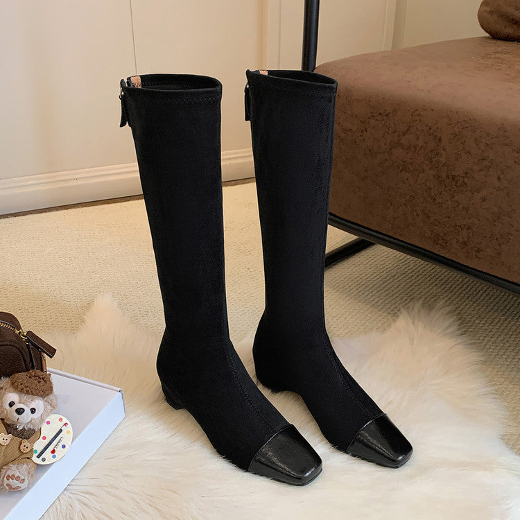 Karin Luna In Stock In Stock Patchwork Long Boots Elegant Versatile