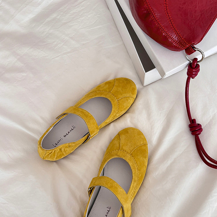 Karin Luna Casual Shoes Series~  In Stock In Stock Magic Tape Round Toe Internal Height Increase Single Strap Flats