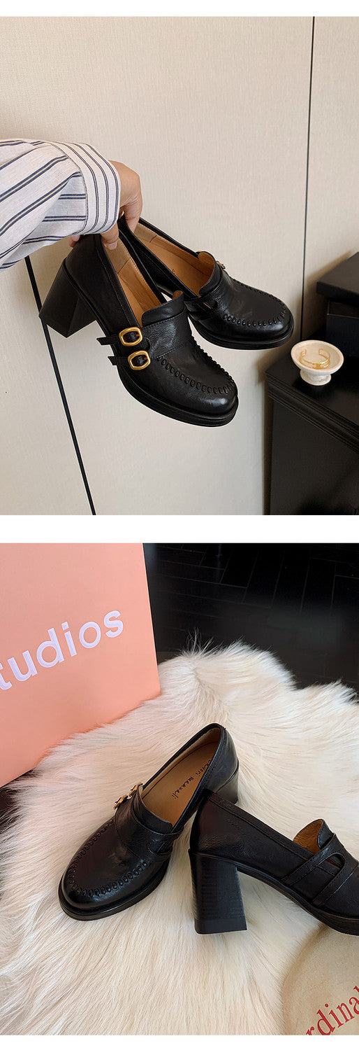 Karin Luna Bestseller Hot-Selling Derivative Edition Self-contained Strap Buckle Casual Loafers