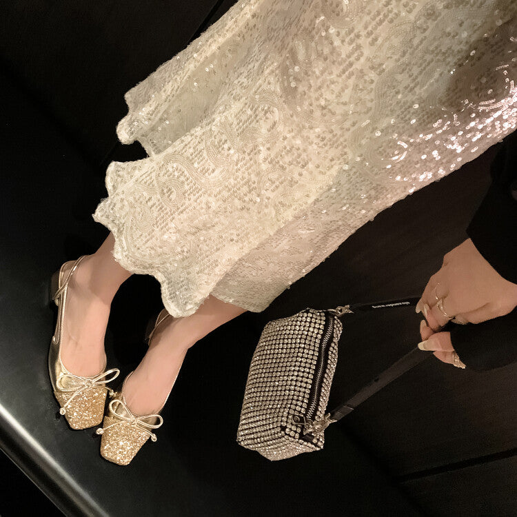 Karin Luna In Stock Spot Goods  Square Head Butterfly Knot Square Toe Unique Gretel Sandals