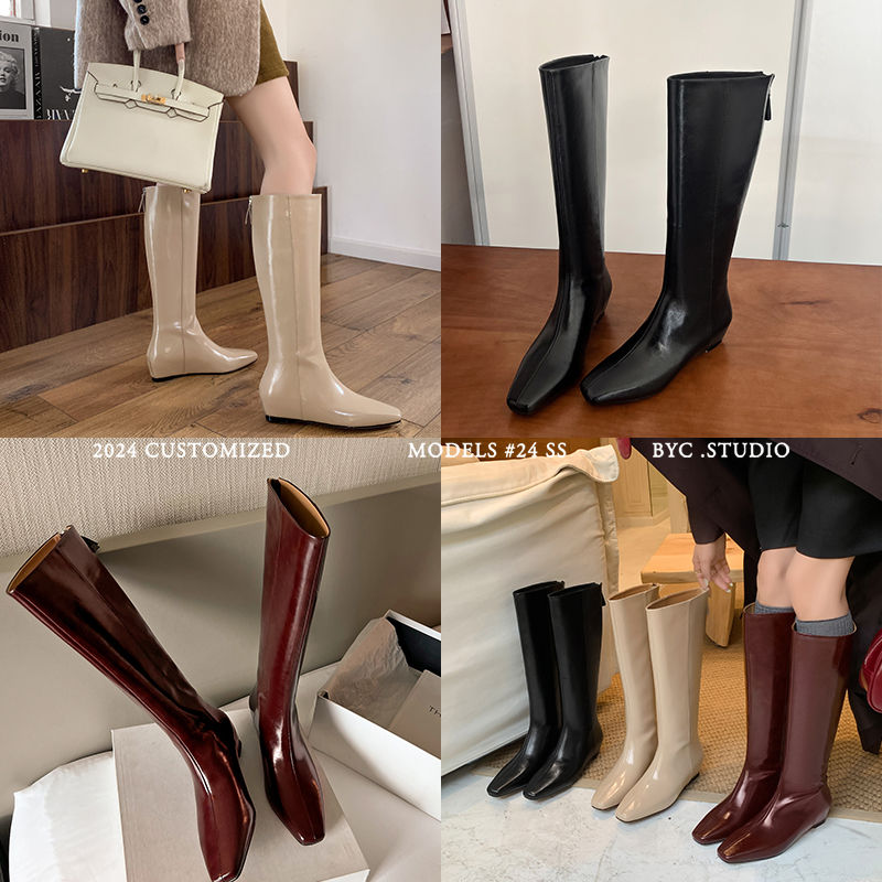 Karin Luna Minimalist Style Square-Toe Hidden Heel Long Boots