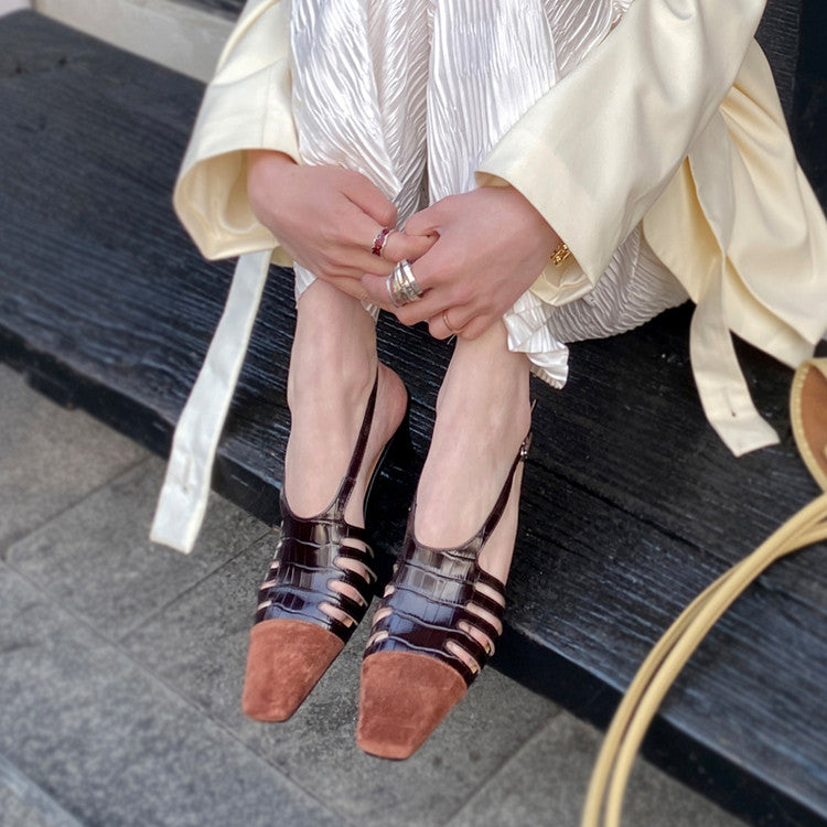 Karin Luna In Stock Spot Goods   French Retro Small Square Toe Closed-Toe Elegant Closed-Toe Sandals