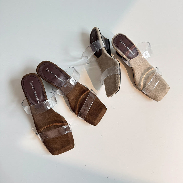 Karin Luna Hot-Selling Amber Element~Spot Goods Spot Goods Transparent tpu   Minimalist Square-Toed One-Strap Slippers