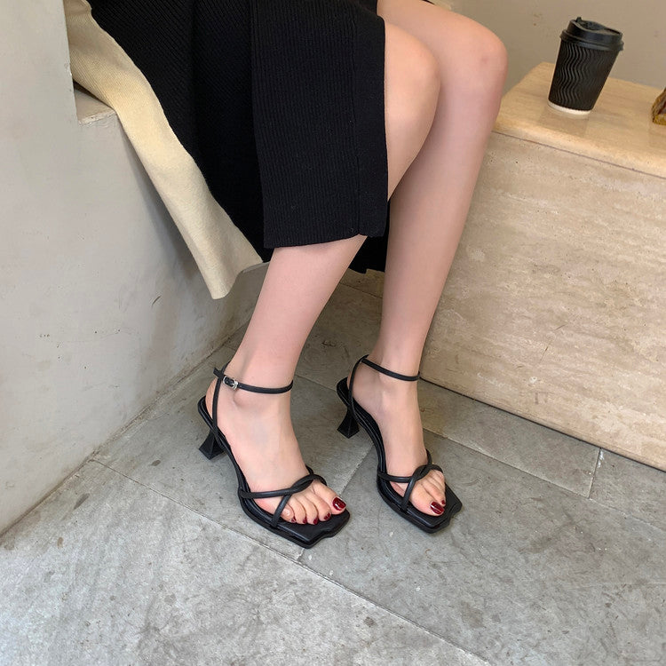 Karin Luna Classic Style  In stock  Basic Versatile Cross Strap High Heel Sandals