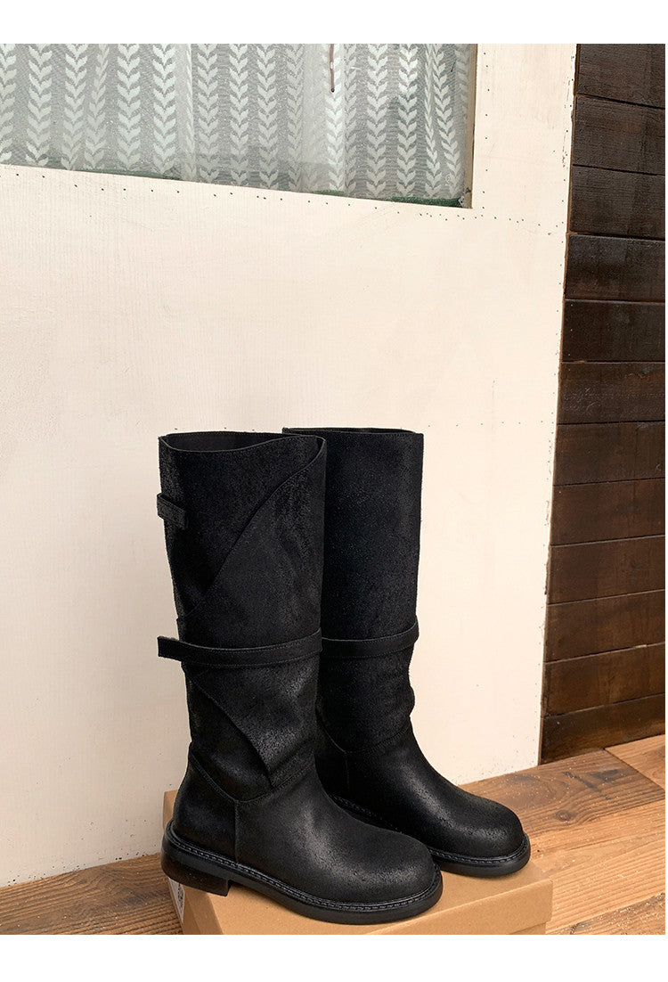Karin Luna In Stock Spot Goods   Heavy-duty Edition Highly Consuming Material Round Toe Long Boots