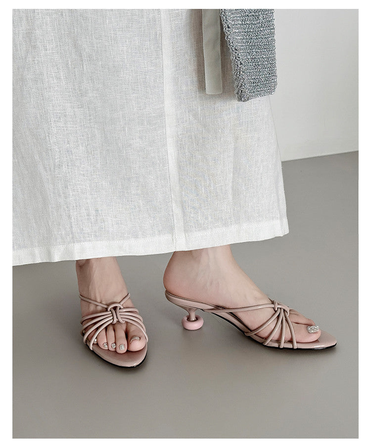 Karin Luna In Stock In Stock  In Stock Round Toe Cross Hollow Round Toe Stiletto Slippers
