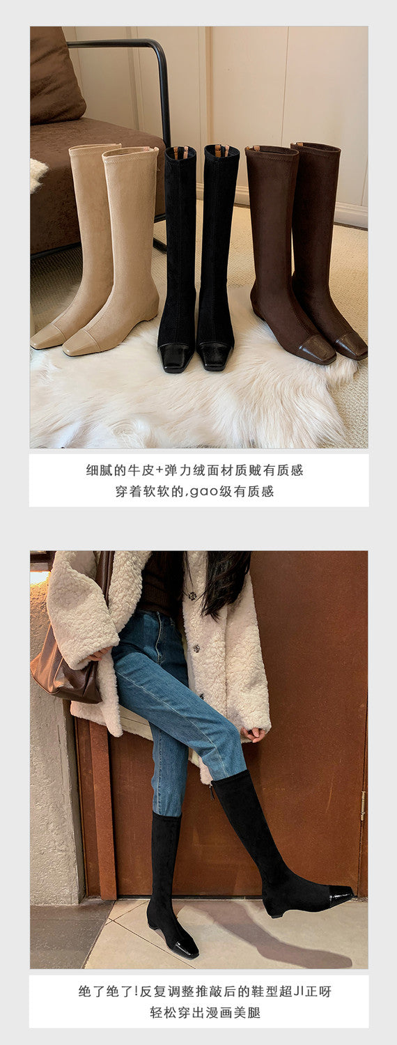 Karin Luna In Stock In Stock Patchwork Long Boots Elegant Versatile