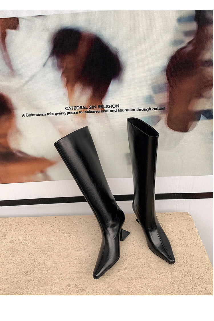 Karin Luna European and American Style Unisex Square-Toed Long Boots
