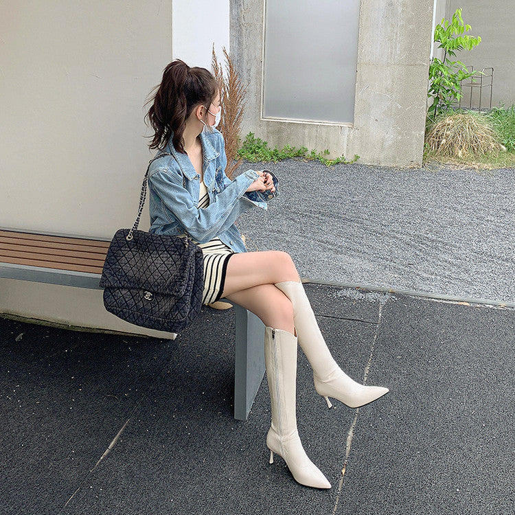 Karin Luna Elegant Style v Pointed Toe Stiletto Long Boots