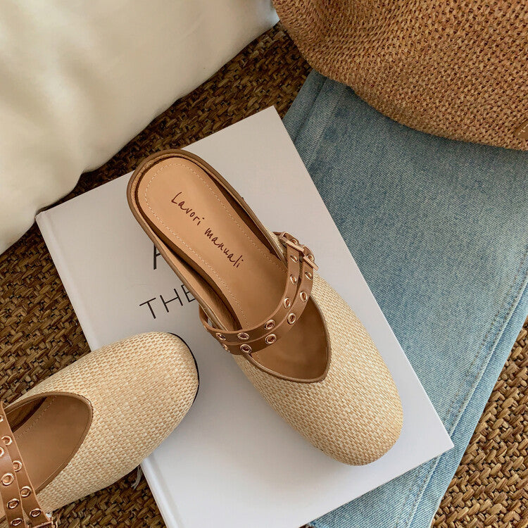 Karin Luna  Closed-Toe Woven Style Height-Increasing Slippers