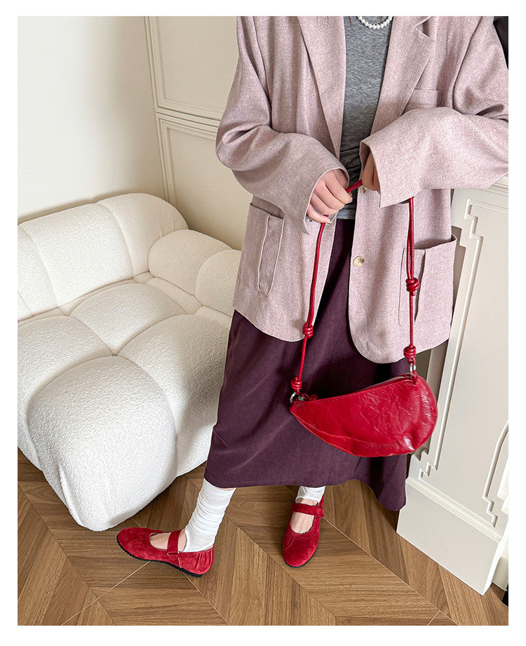 Karin Luna Casual Shoes Series~  In Stock In Stock Magic Tape Round Toe Internal Height Increase Single Strap Flats