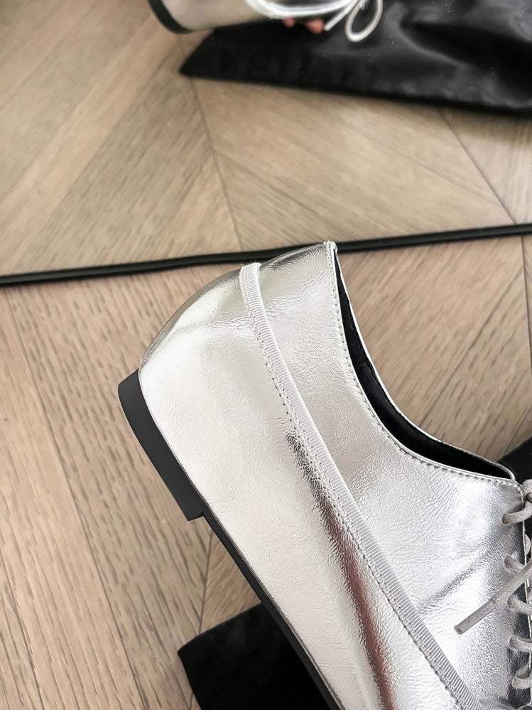 Karin Luna In Stock Spot Goods  Casual Lace-Up Metal Toe Bow Deep Mouth Single Shoes