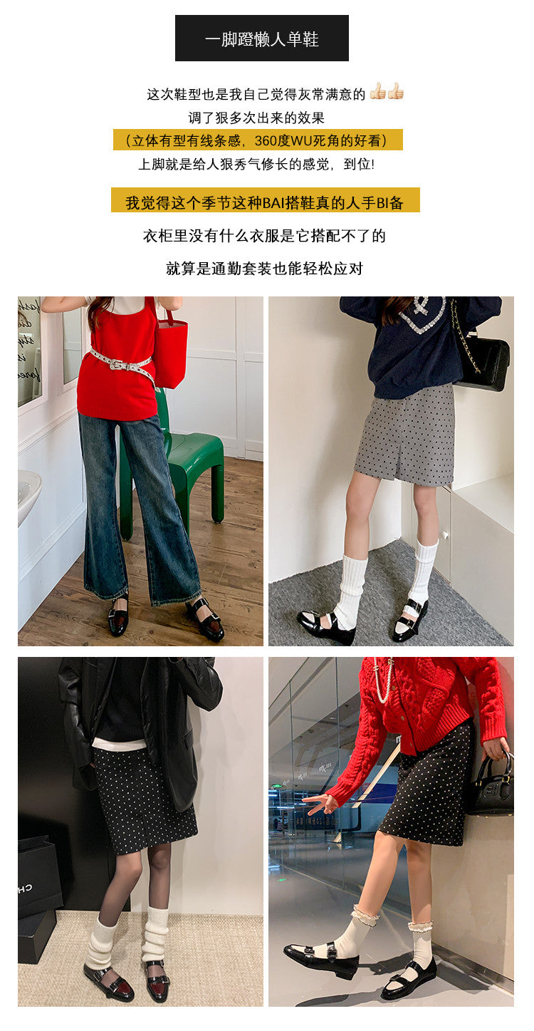 Karin Luna In Stock Spot Goods One-Strap Height-Increasing Belt Buckle Single Shoes