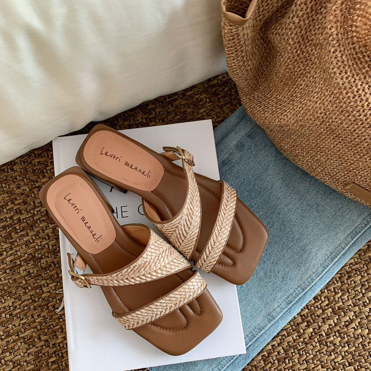 Karin Luna In Stock Spot Goods Resort Style Woven Flat Sandals