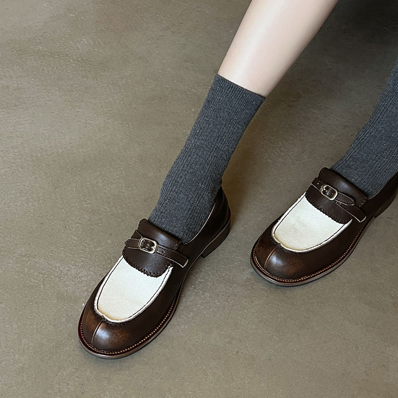 Karin Luna Casual Shoes Series~  In stock Classic color-blocking British style deep-mouth single shoes