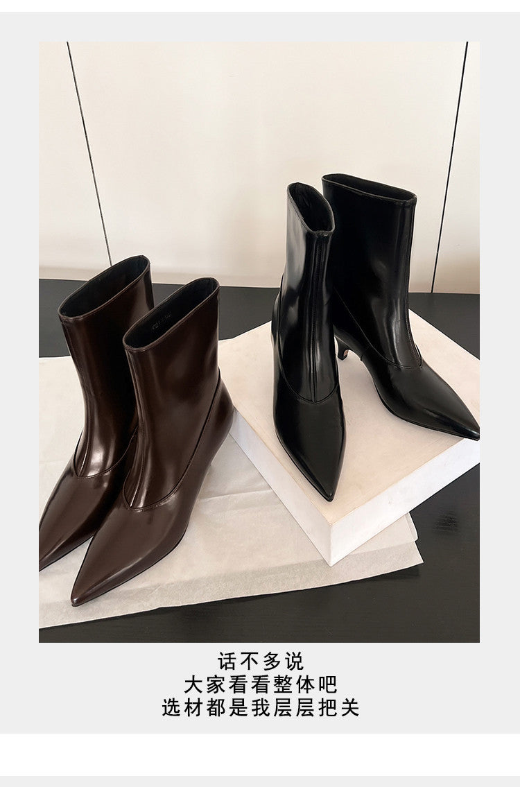 Karin Luna In Stock  Spot Goods Elegant kitten heel pointed toe trendy ankle boots