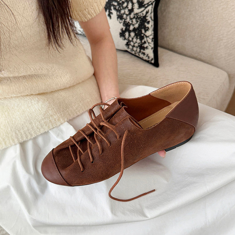 Karin Luna In Stock In Stock   Xiaohongshu Hot-Selling Lace-Up Round-Toe Deep Mouth Single Shoes