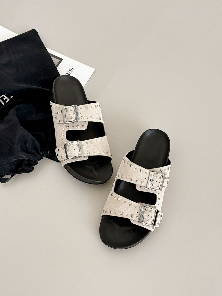 Karin Luna In Stock Spot Goods Casual Thick-Soled Belt Buckle Slippers