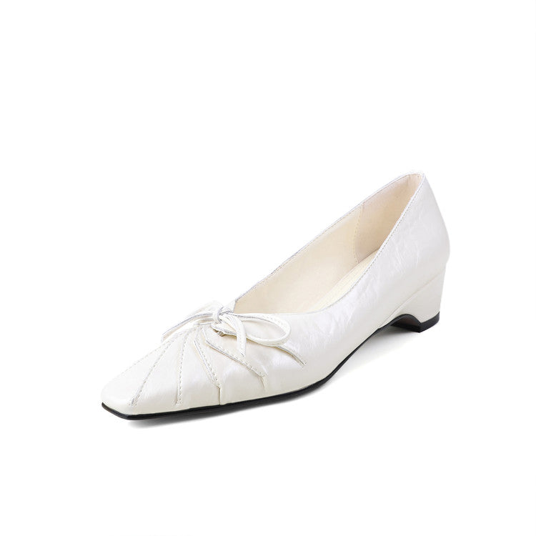 Karin Luna French Style Wrinkled Square Toe Height-Increasing Flats