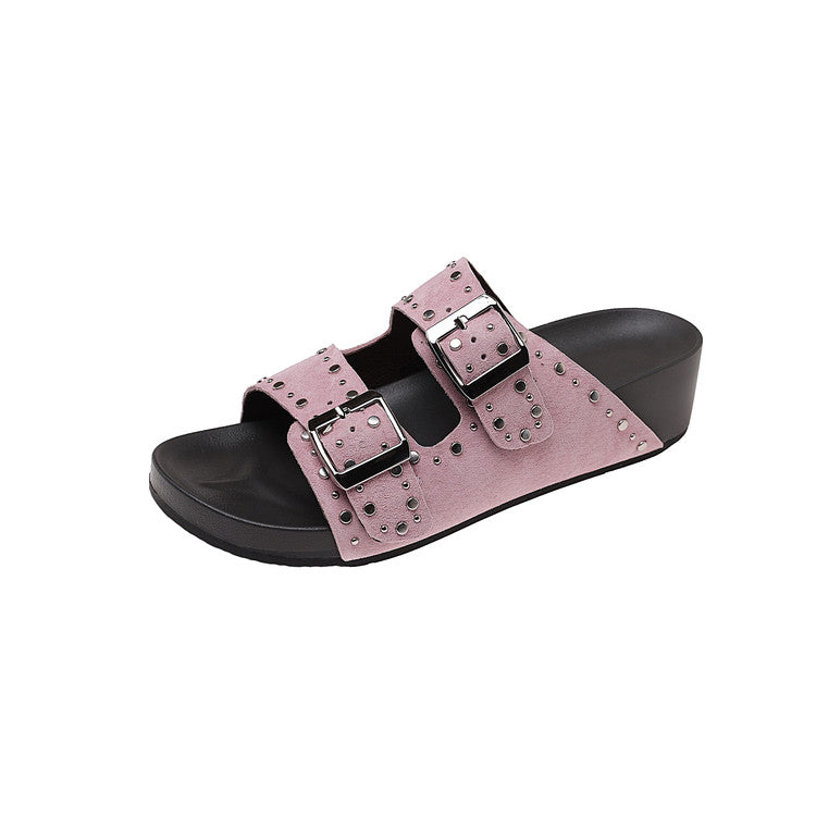 Karin Luna In Stock Spot Goods Casual Thick-Soled Belt Buckle Slippers