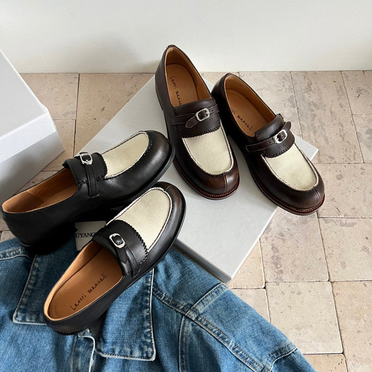 Karin Luna Casual Shoes Series~  In stock Classic color-blocking British style deep-mouth single shoes