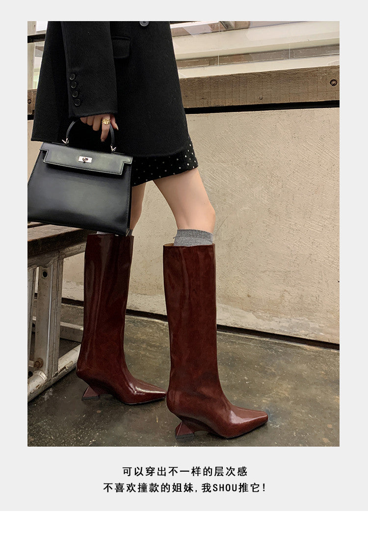 Karin Luna European and American Style Unisex Square-Toed Long Boots