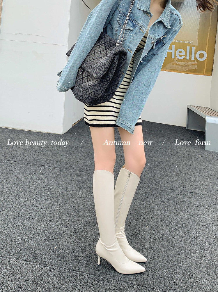 Karin Luna Elegant Style v Pointed Toe Stiletto Long Boots