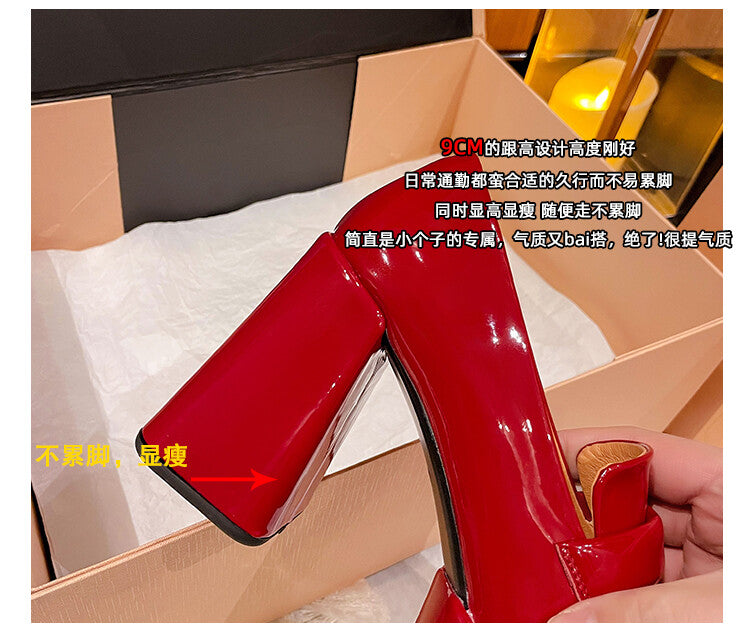Karin Luna ck Popular Hot Girl Red high heels Full leather inside and out Cow Patent Leather Super High Heel