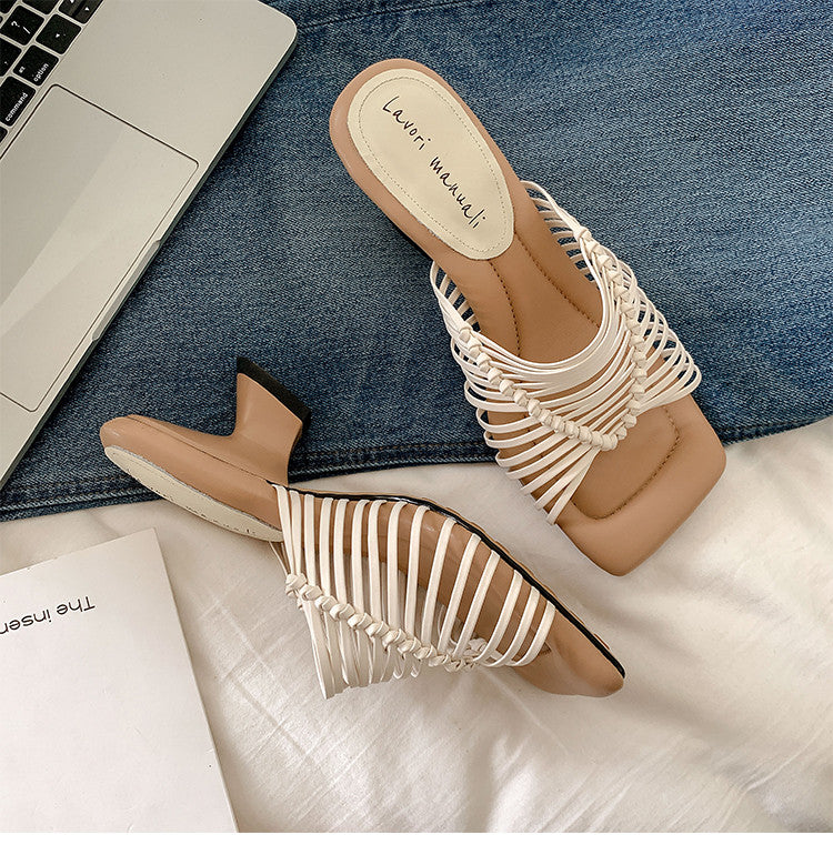 Karin Luna Bestseller Woven Vacation Style Series~ Elegant High Heel Slippers
