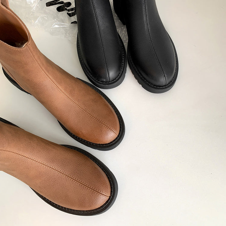 Karin Luna In Stock Versatile Round Toe Chunky Heel Ankle Boots