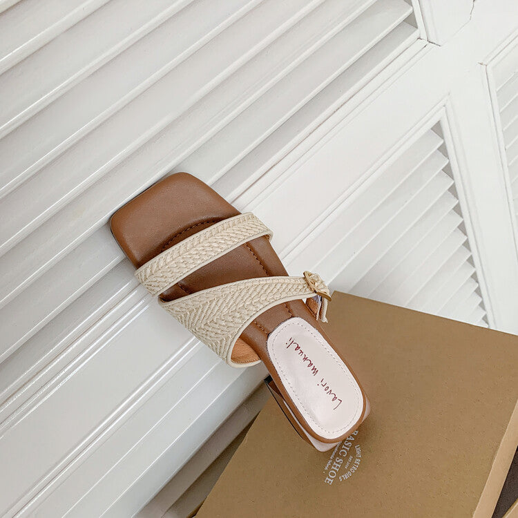 Karin Luna Full of casual charm~ Irregular Weaving Design Flat Slippers