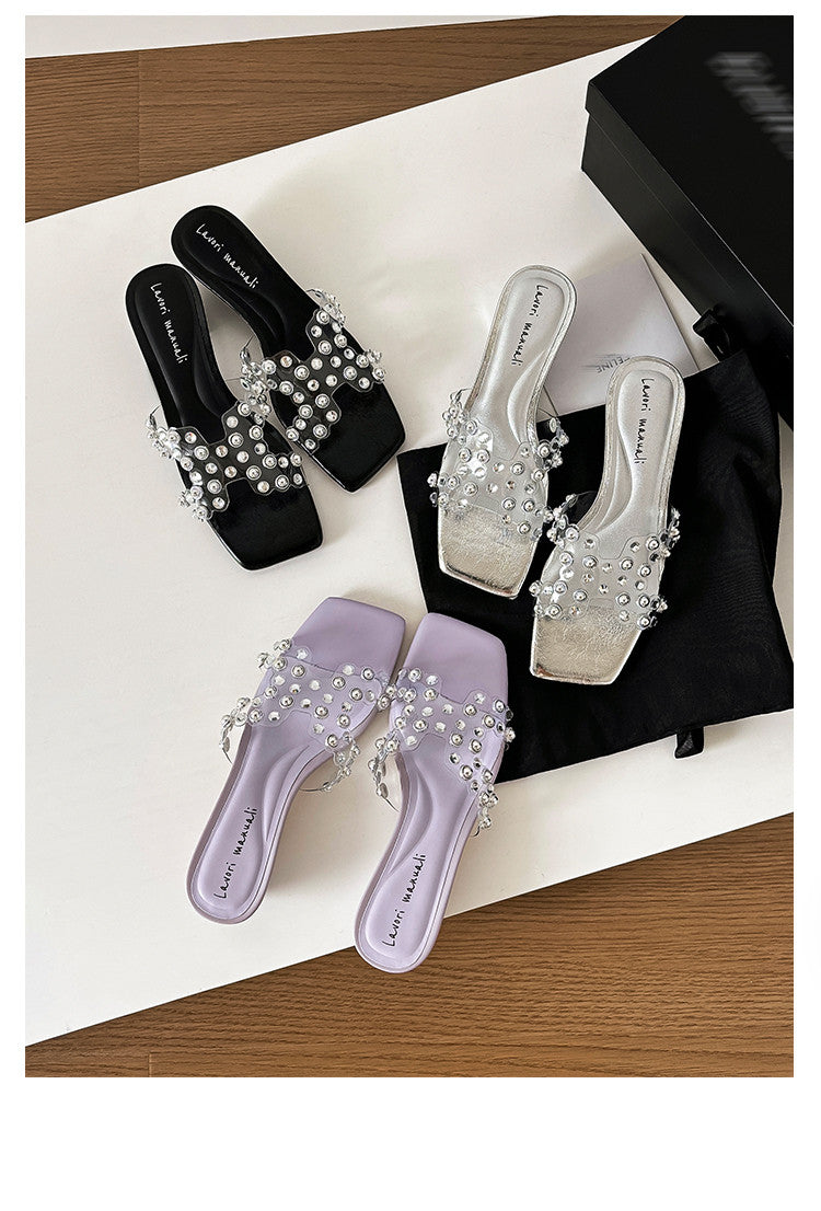 Karin Luna In Stock Spot Goods Classic versatile transparent sequin slippers