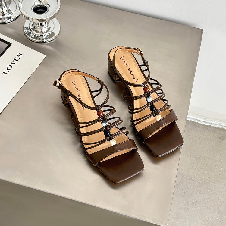 Karin Luna Bohemian Vacation Style~Square Toe Open Toe Sandals