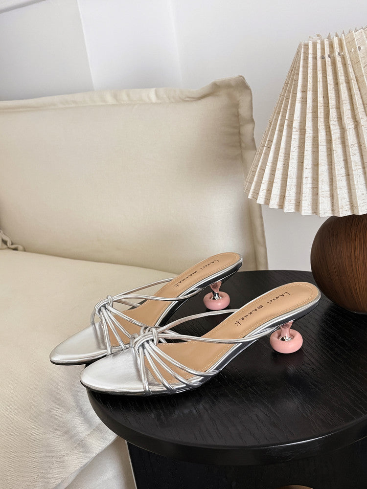 Karin Luna In Stock In Stock  In Stock Round Toe Cross Hollow Round Toe Stiletto Slippers