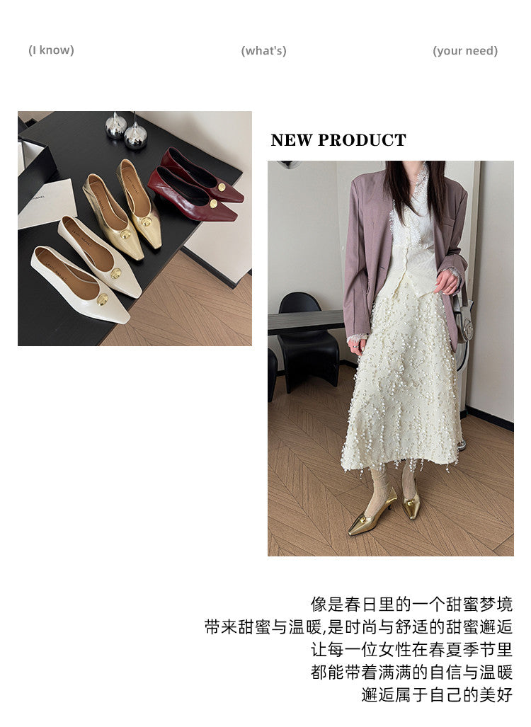 Karin Luna In Stock In Stock ~Basic Versatile French Style Small Square Toe Shallow Mouth Single Shoes