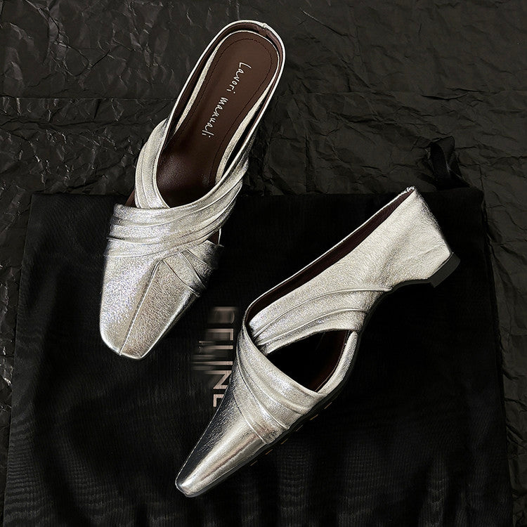 Karin Luna In Stock In Stock Basic Elegant Fairy Style Small Square Toe Sheepskin Slippers