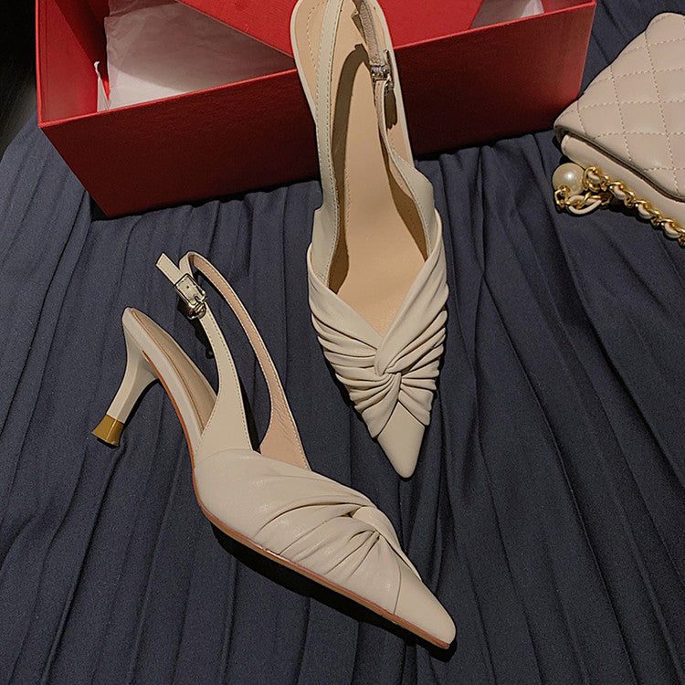 Karin Luna In Stock In Stock  Exquisite Pointed Toe Backless Closed-Toe Stiletto Sandals