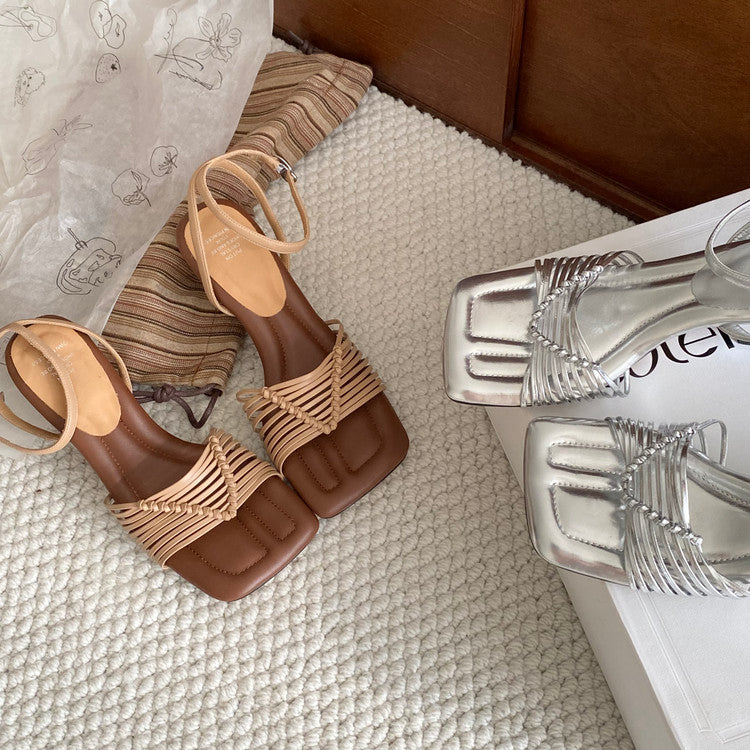 Karin Luna Data Hot Item  Comes with data plan included Hand-woven Square Toe Sofa Insoles Irregular Heel Sandals