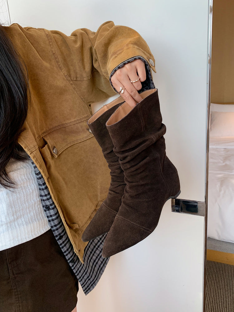 Karin Luna Data Hot Item Pointed Toe Slouchy Matte Western Ankle Boots