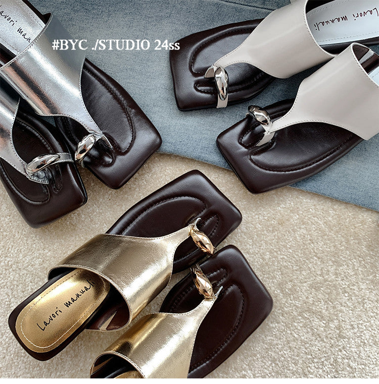 Karin Luna In Stock  Spot Goods   Casual Style Square Toe Slip-On Super Comfortable Slippers
