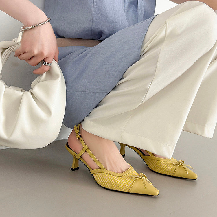Karin Luna In Stock Spot Goods Braided Style Elegant Thin Heel Pointed Toe Closed-Toe Sandals