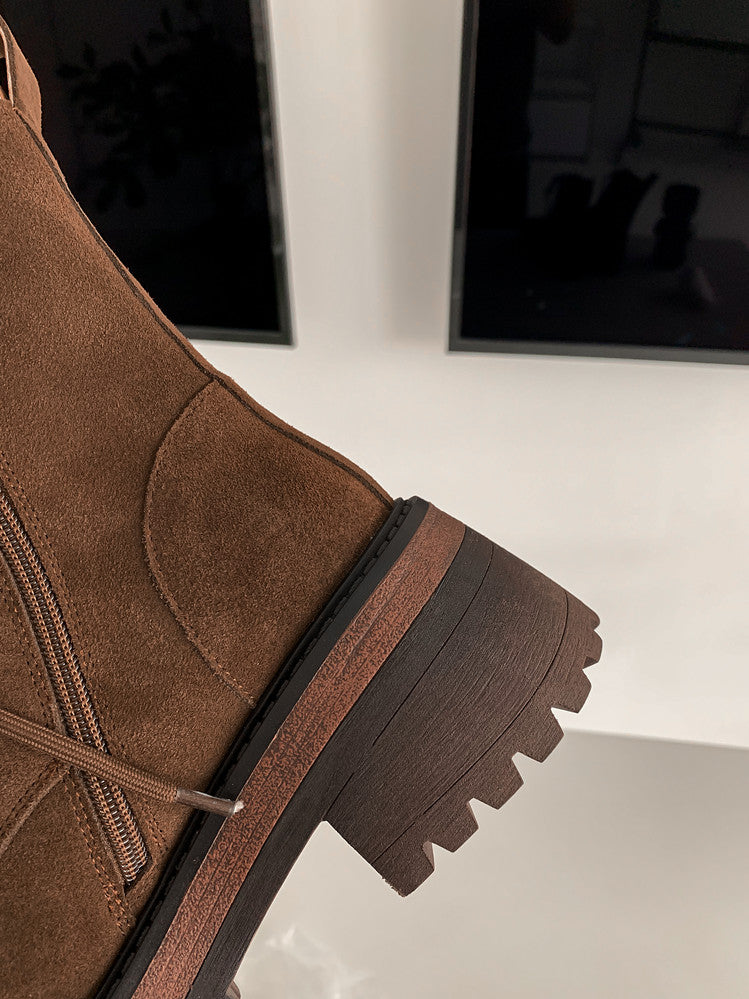 Karin Luna In Stock Casual style thin strap round toe suede ankle boots