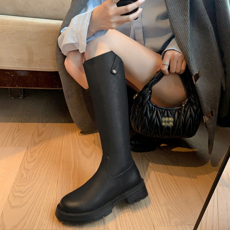 Karin Luna Hot-Selling In Stock   Basic Casual Hot-Selling Round-Toe Long Boots Full Cowhide Leather Long Boots Flat Bottom Hot Sale