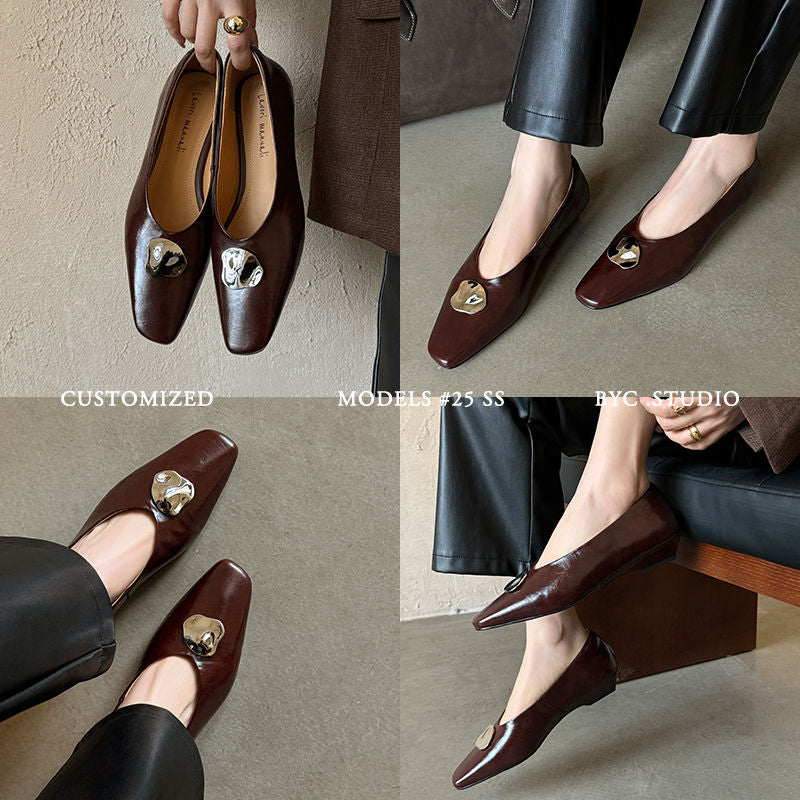 Karin Luna In Stock Spot Goods  Small Metal Decoration Thick Heel Single Shoes