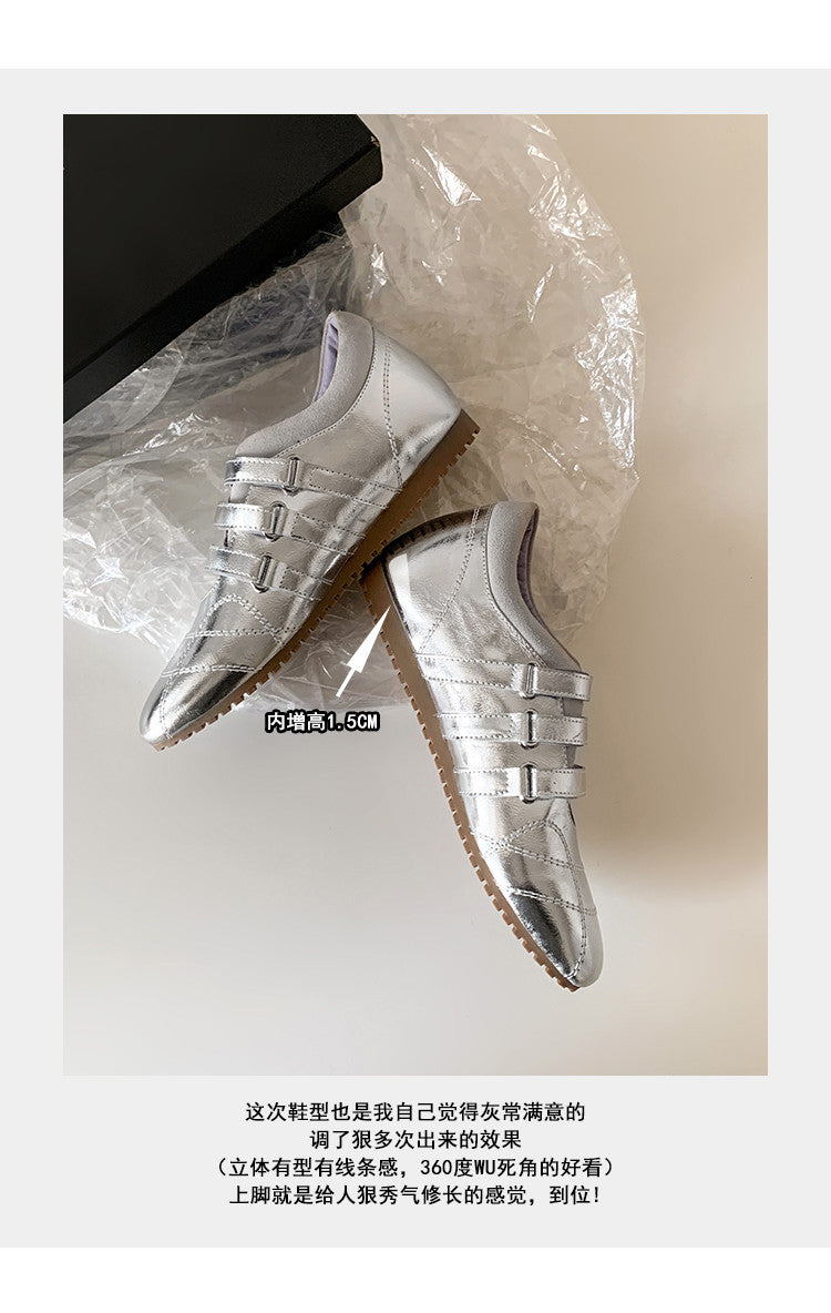 Karin Luna Casual Shoes Series~  In Stock In Stock Magic Tape Round Toe Internal Height Increase Single Strap Flats